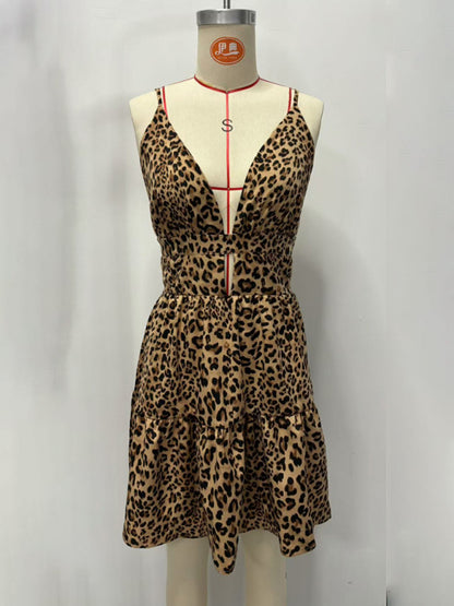 Sun dresses - Leopard Print Sundress with Adjustable Straps