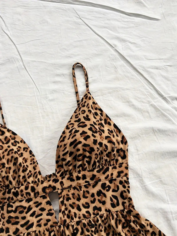 Sun dresses - Leopard Print Sundress with Adjustable Straps