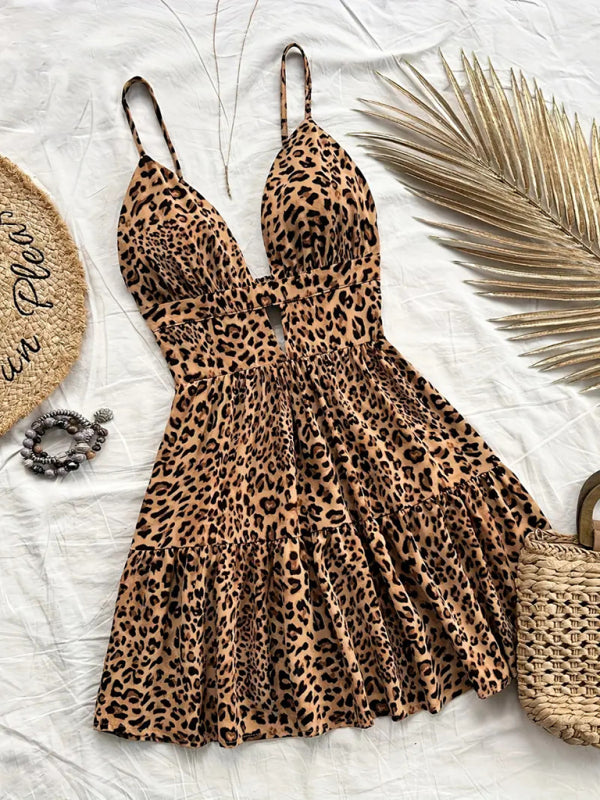 Sun dresses - Leopard Print Sundress with Adjustable Straps