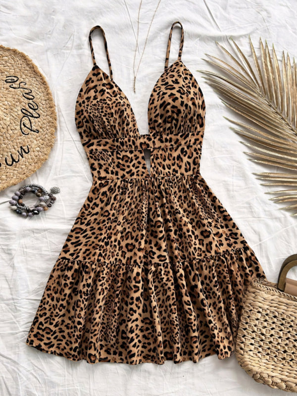 Sun dresses - Leopard Print Sundress with Adjustable Straps