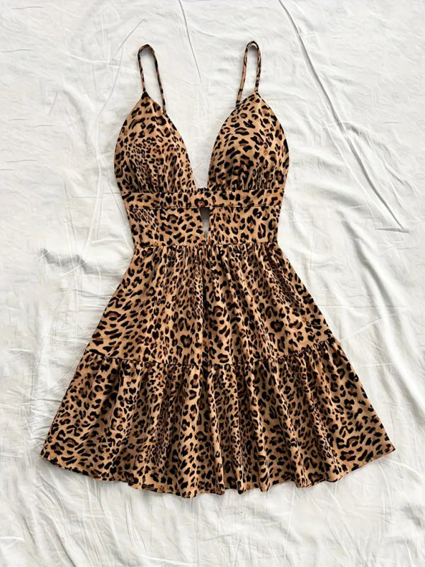 Sun dresses - Leopard Print Sundress with Adjustable Straps