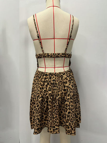 Sun dresses - Leopard Print Sundress with Adjustable Straps