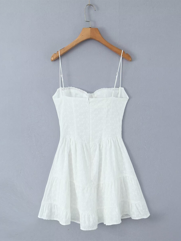 Sundresses- Eyelet Bustier Sundress Perfect for Beachside Weddings- - Pekosa Women Fashion