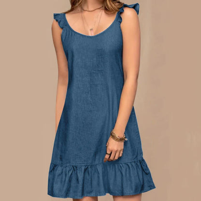 Sundresses- Cute Dress in Soft Cotton Blend for Everyday Wear- Blue- Pekosa Women Fashion