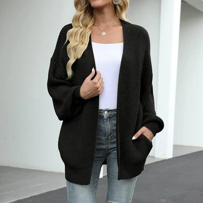 Sweater Cardigans- Chunky Knit Open Front Sweater Cozy Cardigan- - Pekosa Women Fashion