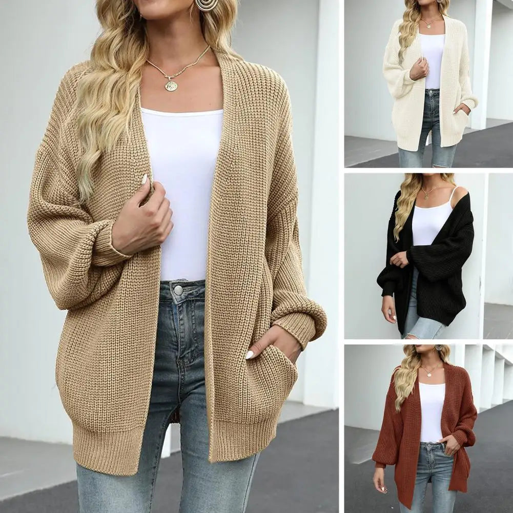 Sweater Cardigans- Chunky Knit Open Front Sweater Cozy Cardigan- - Pekosa Women Fashion