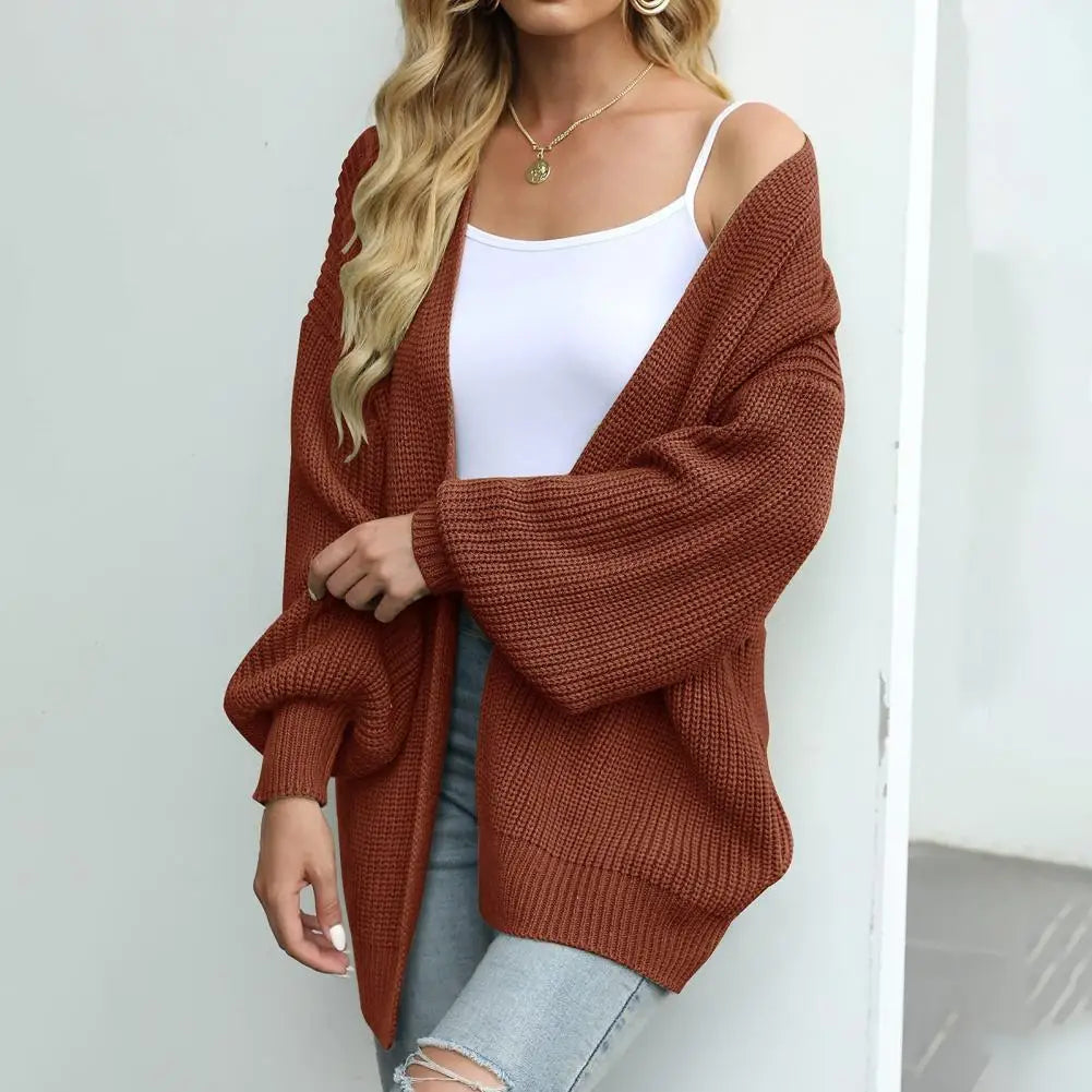 Sweater Cardigans- Chunky Knit Open Front Sweater Cozy Cardigan- - Pekosa Women Fashion