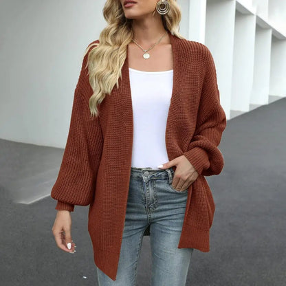 Sweater Cardigans- Chunky Knit Open Front Sweater Cozy Cardigan- - Pekosa Women Fashion