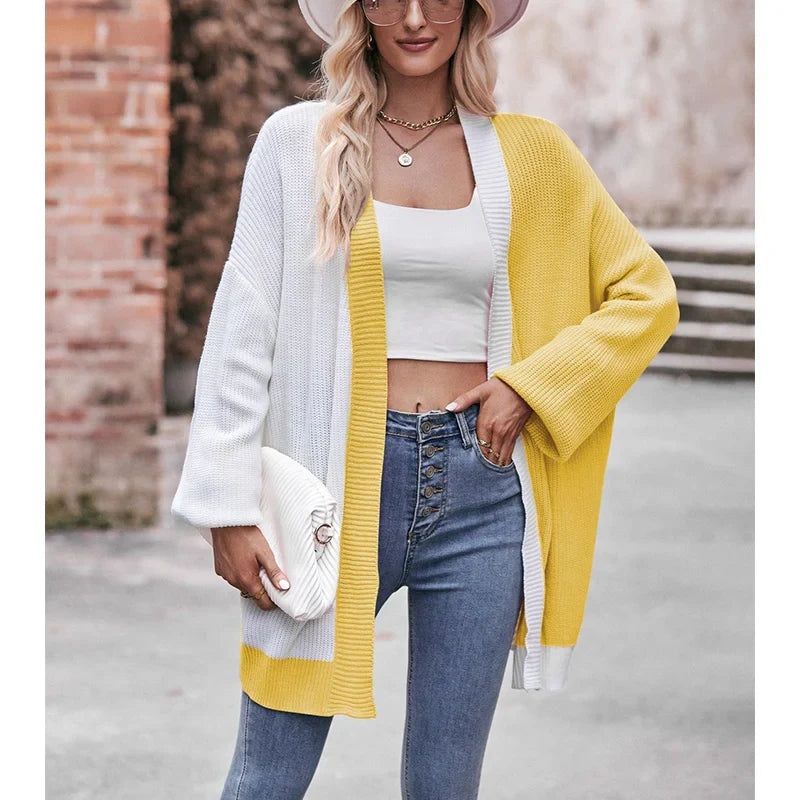 Sweater Cardigans- Essential Open Front Duster Cardigan – Must-Have Layering Piece- Yellow- Pekosa Women Fashion