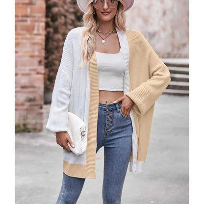 Sweater Cardigans- Essential Open Front Duster Cardigan – Must-Have Layering Piece- Khaki- Pekosa Women Fashion