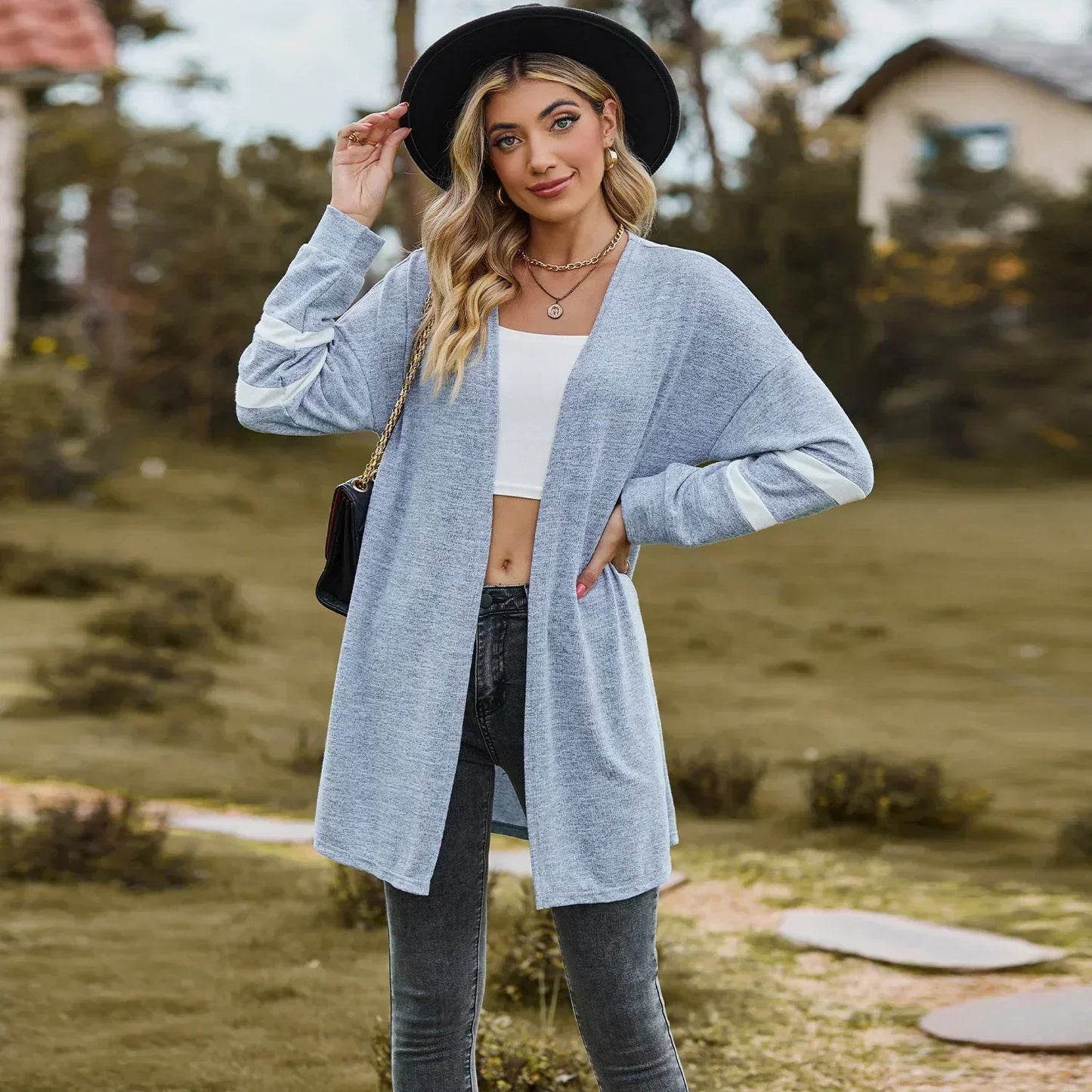 Sweater Cardigans- Essential Women's Cardigan for Year-Round Fashion- Light Blue- Pekosa Women Fashion