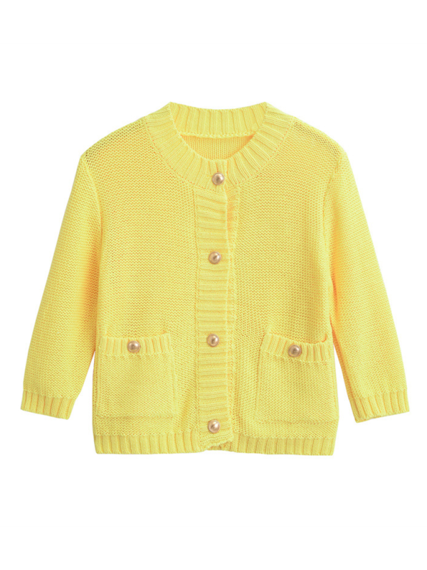 Sweater Cardigans- Fall Layering Piece Yellow Cardigan Sweater for Women- Yellow- Pekosa Women Fashion