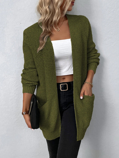 Sweater Cardigans- Layer Up Luxe Knit Cardigan for Casual and Office Wear- - Chuzko Women Clothing