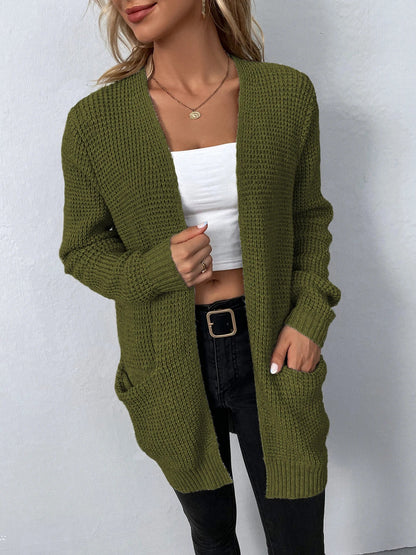 Sweater Cardigans- Layer Up Luxe Knit Cardigan for Casual and Office Wear- - Chuzko Women Clothing