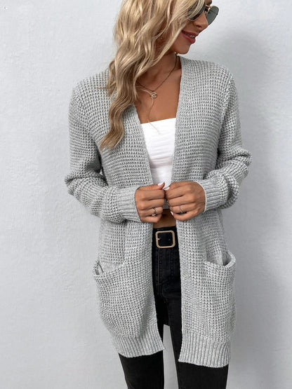 Sweater Cardigans- Layer Up Luxe Knit Cardigan for Casual and Office Wear- - Chuzko Women Clothing