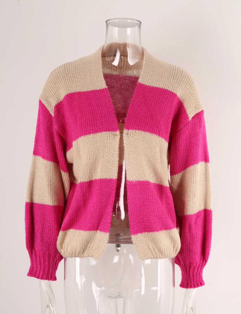 Sweater Cardigans- Pop of Personality Women Striped Cropped Cardigan Sweater- - Pekosa Women Fashion