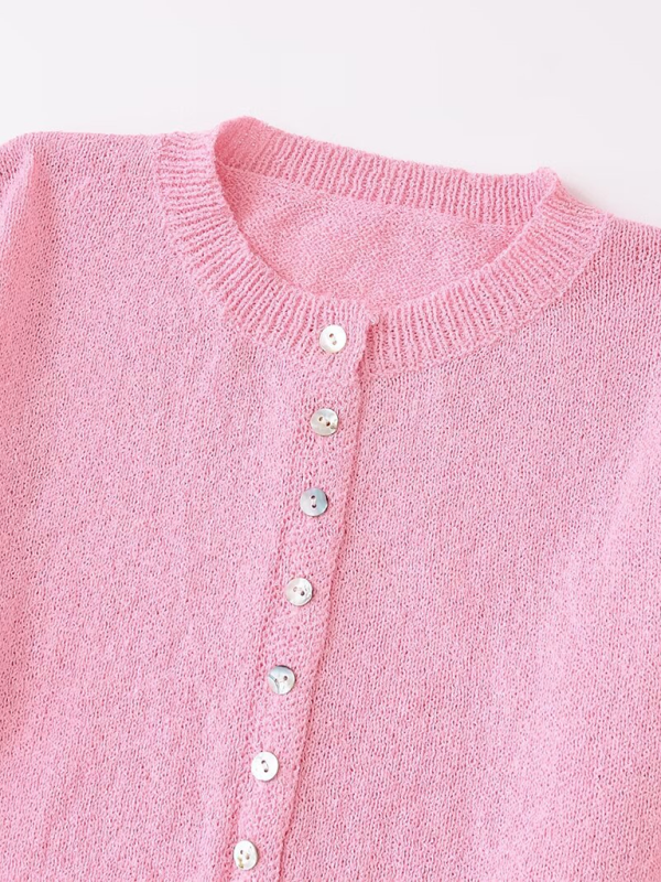 Sweater Cardigans- Pretty Cozy Sweater Cardigan with Gem-like Buttons- - Pekosa Women Fashion