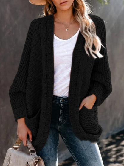 Sweater Cardigans- Women's Slouchy Cable Knitting Cardigan Sweater- - Pekosa Women Fashion