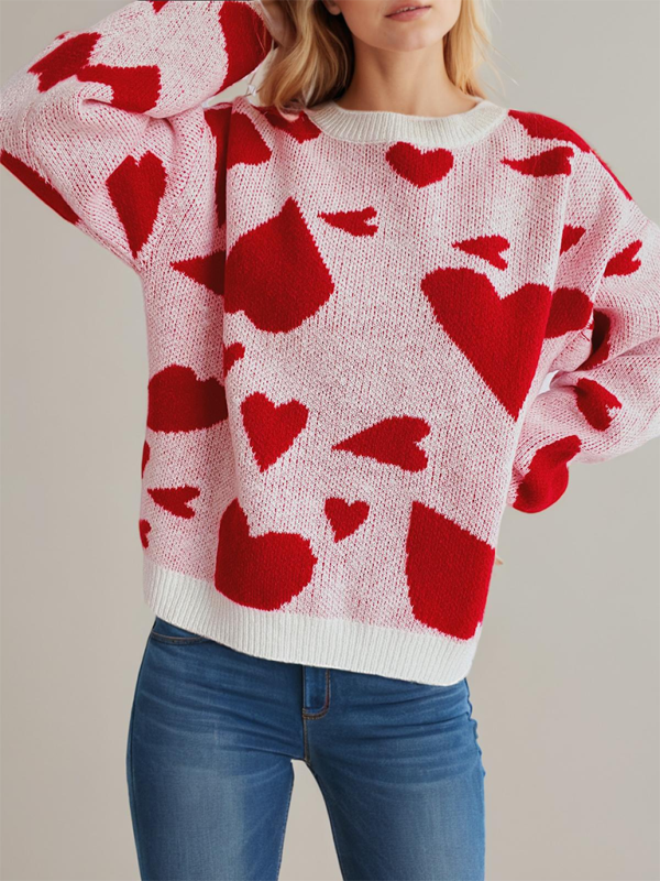 Sweater- Loose Fit Jumper Round Neck Love Print Boyfriend Sweater