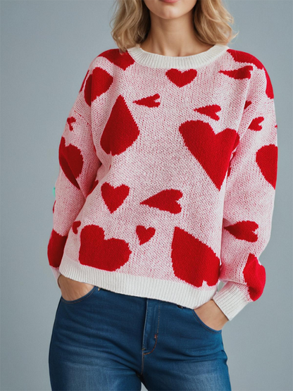 Sweater- Loose Fit Jumper Round Neck Love Print Boyfriend Sweater