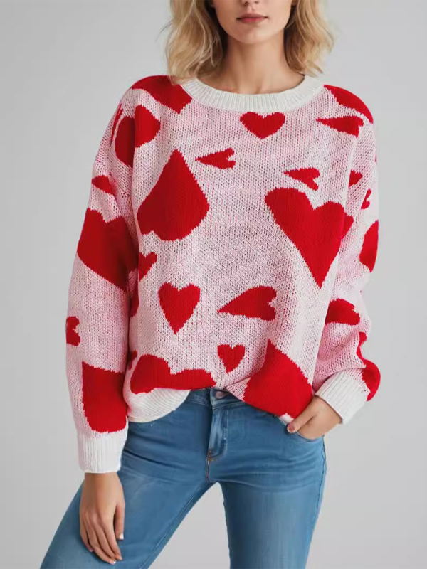 Sweater- Loose Fit Jumper Round Neck Love Print Boyfriend Sweater