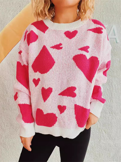 Sweater- Loose Fit Jumper Round Neck Love Print Boyfriend Sweater