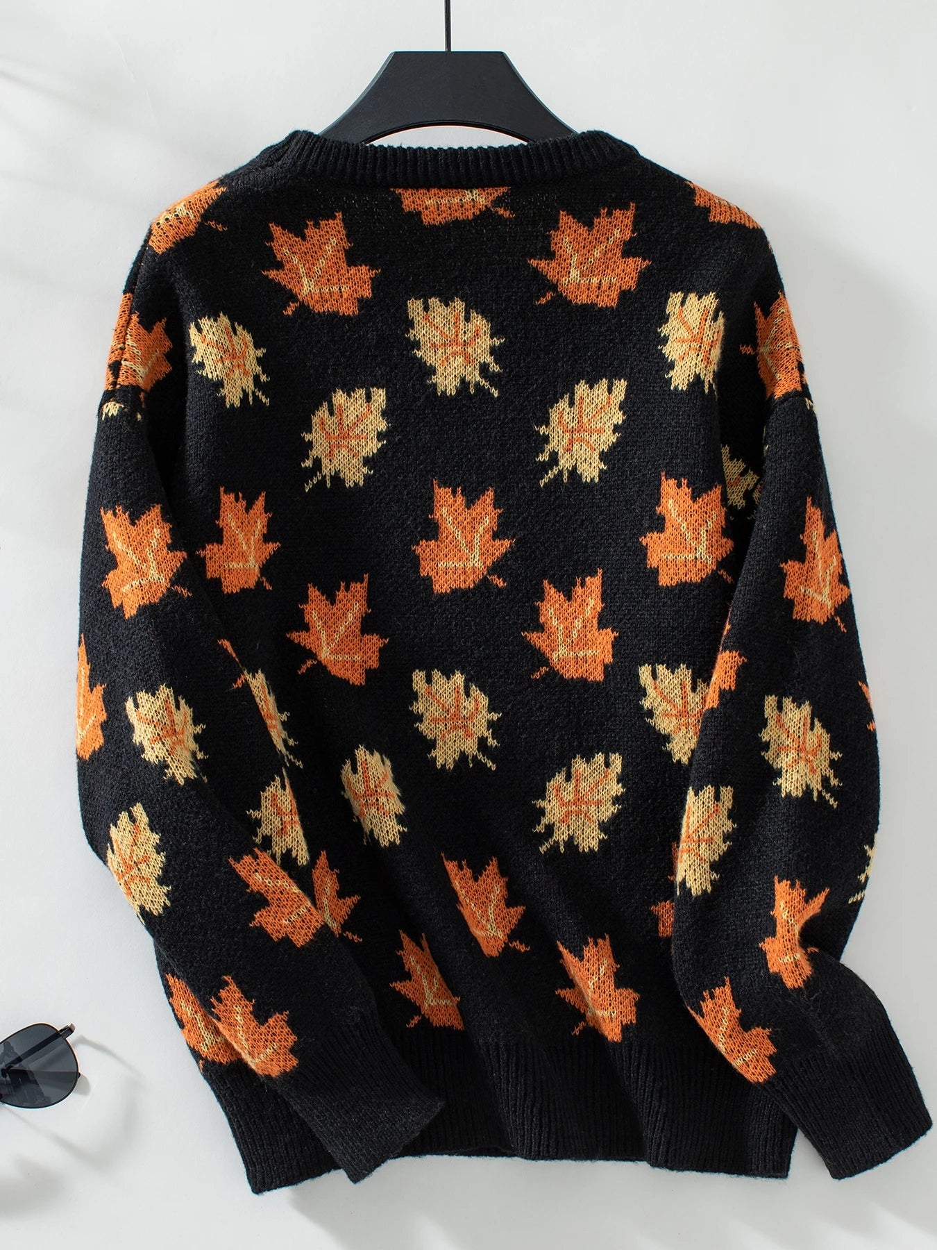 Sweaters- Autumn Maple Leaf Sweater Jumper- - Chuzko Women Clothing