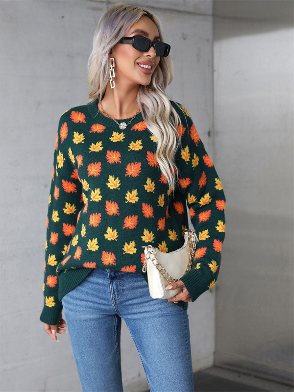 Sweaters - Autumn Maple Leaf Sweater for Fall Gatherings