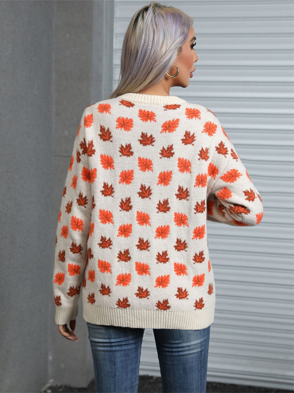 Sweaters - Autumn Maple Leaf Sweater for Fall Gatherings