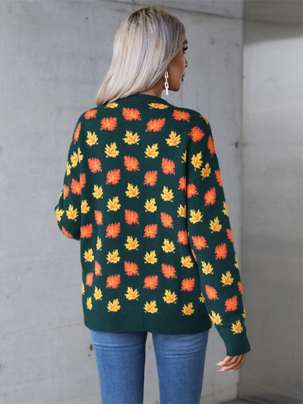 Sweaters - Autumn Maple Leaf Sweater for Fall Gatherings