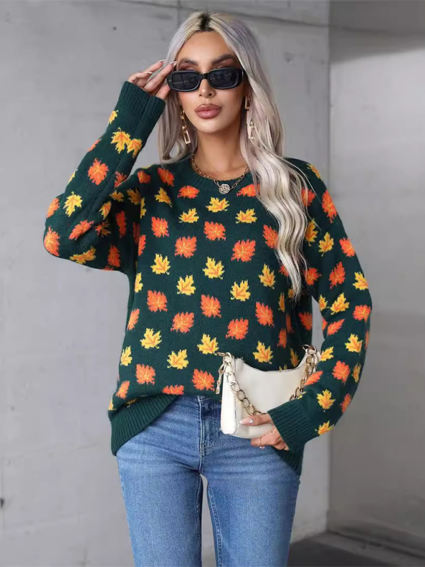 Sweaters - Autumn Maple Leaf Sweater for Fall Gatherings