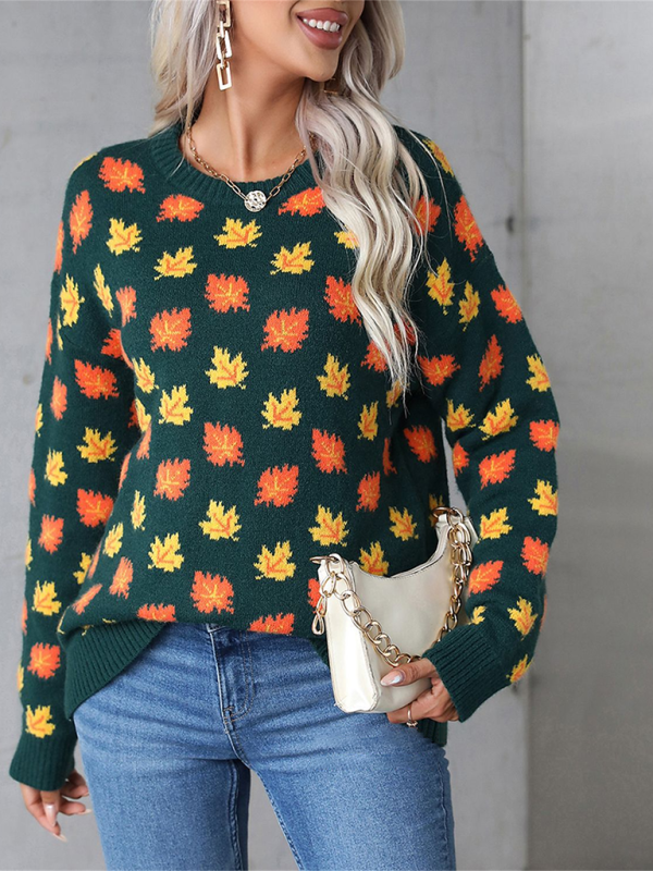 Sweaters - Autumn Maple Leaf Sweater for Fall Gatherings