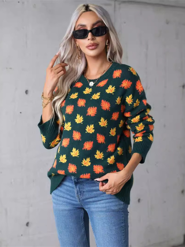 Sweaters - Autumn Maple Leaf Sweater for Fall Gatherings