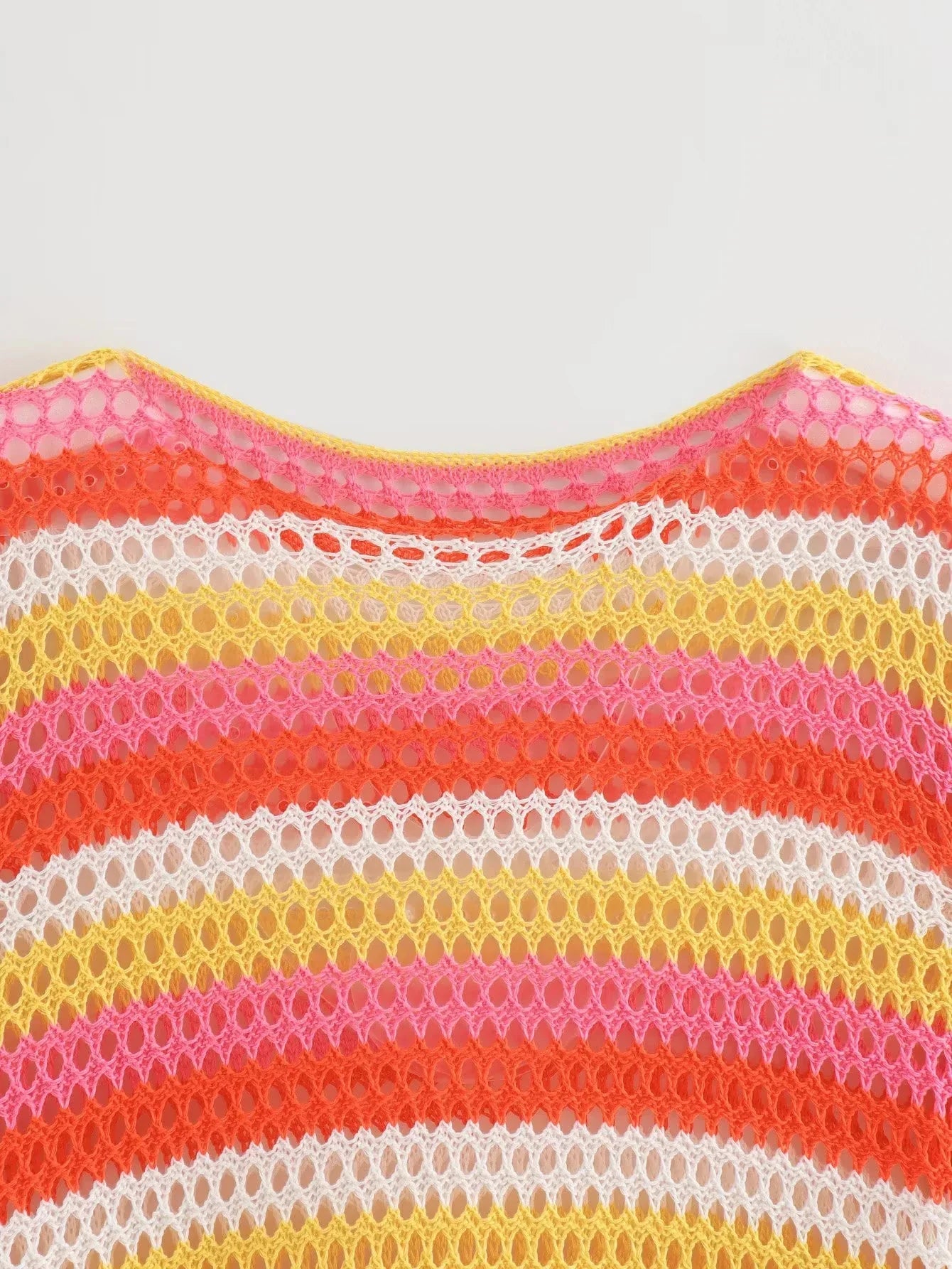 Sweaters- Boho Beauty Striped Crochet Sweater for Sunny Days- - Pekosa Women Fashion