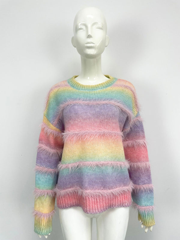 Sweaters - Boho Fringe Sweater Rainbow Jumper