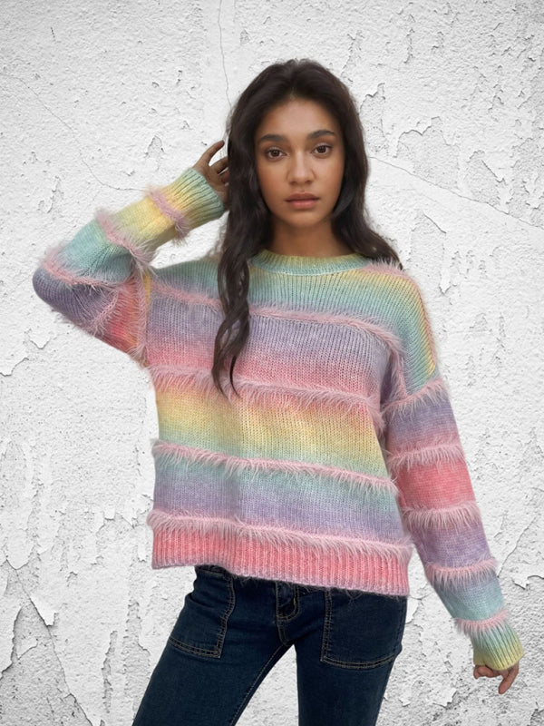 Sweaters - Boho Fringe Sweater Rainbow Jumper