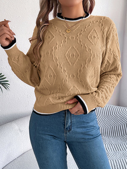 Sweaters - Cable-Knit Sweater for Fall Diamond Jumper