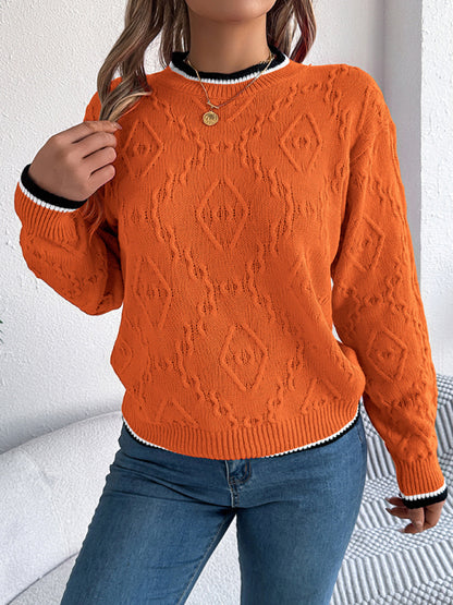 Sweaters - Cable-Knit Sweater for Fall Diamond Jumper