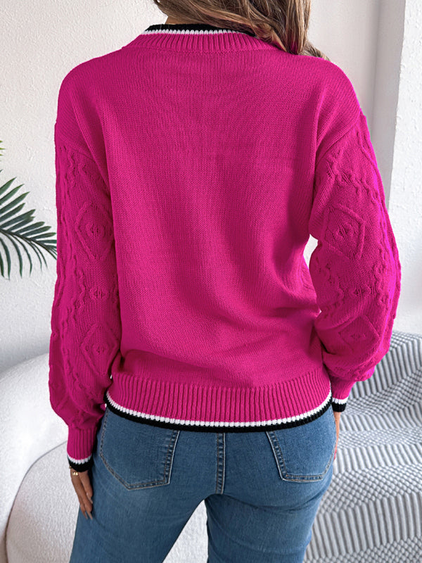 Sweaters - Cable-Knit Sweater for Fall Diamond Jumper