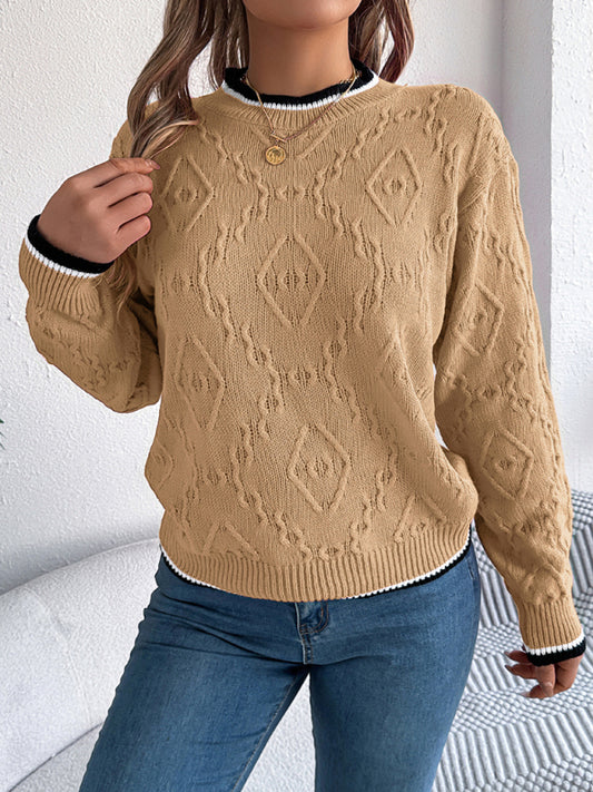 Sweaters - Cable-Knit Sweater for Fall Diamond Jumper