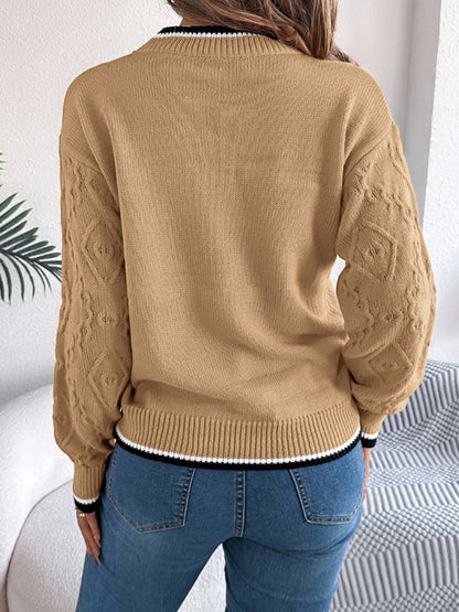 Sweaters - Cable-Knit Sweater for Fall Diamond Jumper