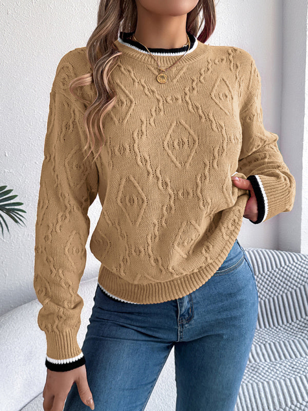 Sweaters - Cable-Knit Sweater for Fall Diamond Jumper