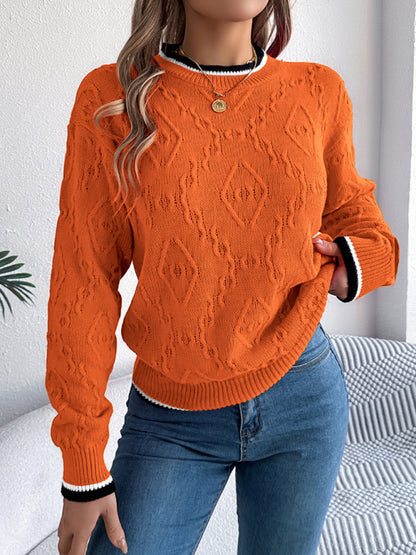 Sweaters - Cable-Knit Sweater for Fall Diamond Jumper