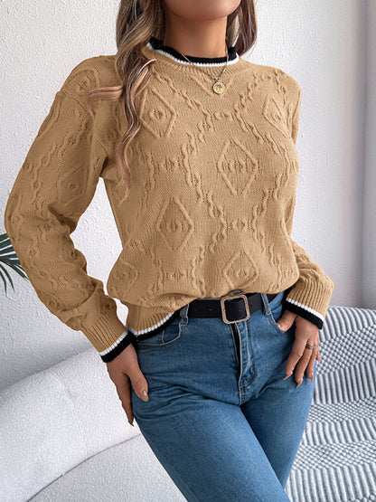 Sweaters - Cable-Knit Sweater for Fall Diamond Jumper