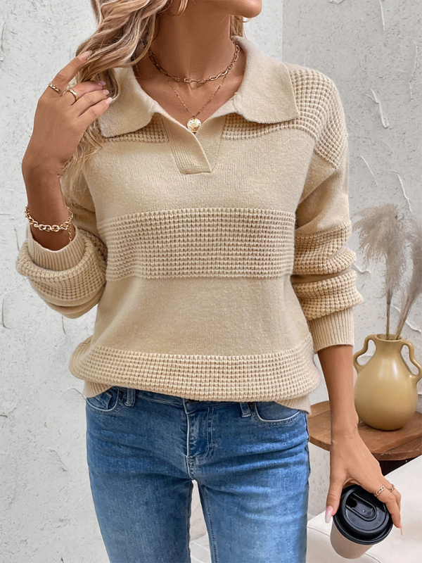 Sweaters - Casual Fall Ribbed Collar Sweater