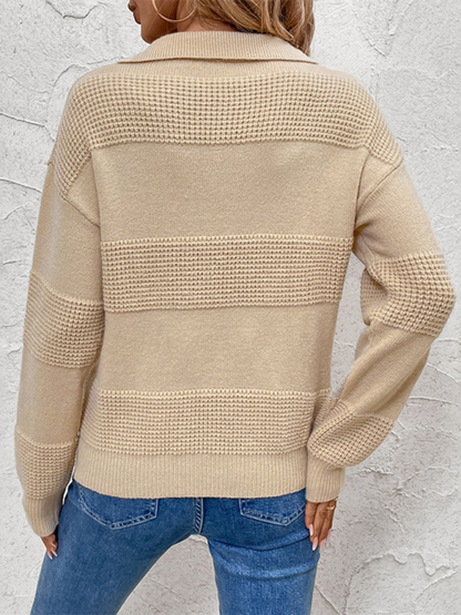 Sweaters - Casual Fall Ribbed Collar Sweater