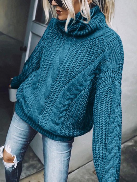 Sweaters - Casual Knitwear Mohair Turtleneck Sweater for Women