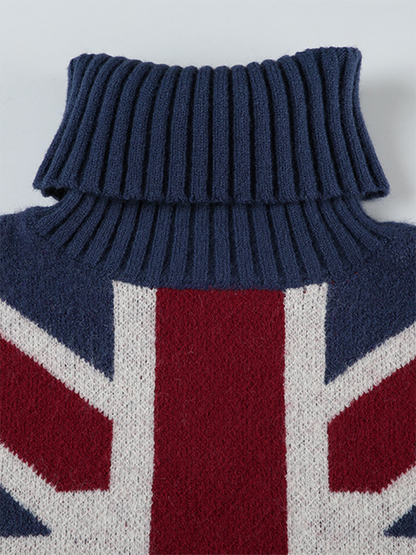 Sweaters- Classic Union Jack Sweater - Turtleneck Jumper- - Pekosa Women Fashion