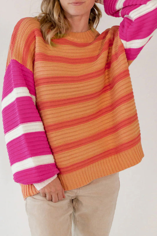 Sweaters - Colorblock Sweater for Fall/Winter Striped Jumper