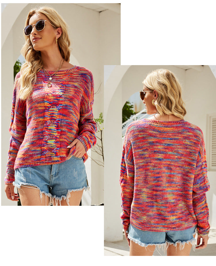 Sweaters - Cozy Loose Multicolor Knit Sweater Knitwear